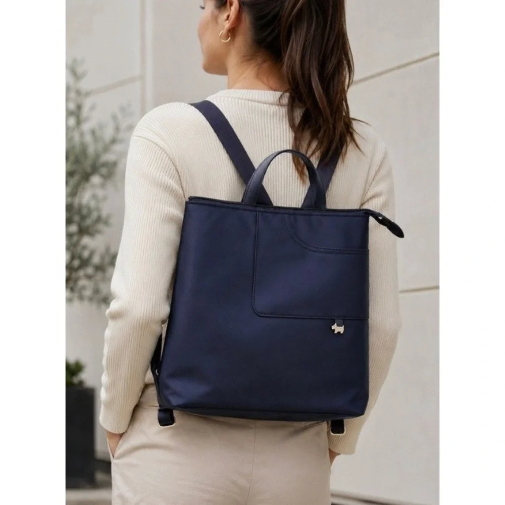 Radley London Backpack Women Medium Black Excellent Recycled Nylon Zip Pocket